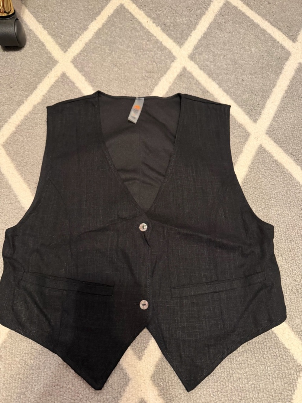 Mono B Black V-Neck Button Front Vest